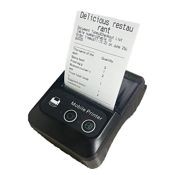 Blækfri Bærbar 58mm Kasseapparatprinter med Trådløs Bluetooth-forbindelse og Mini Termisk Kvitteringsprinter