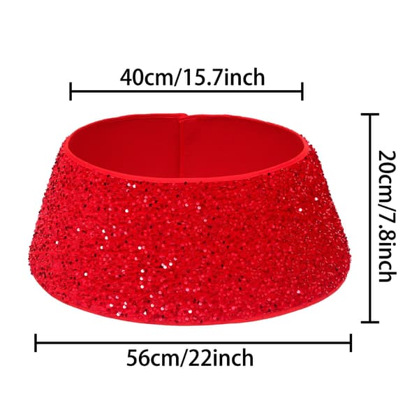 Nytt juletrefot trykt med paljetter 3D trebase dekorasjonsprop Sequin Silver S