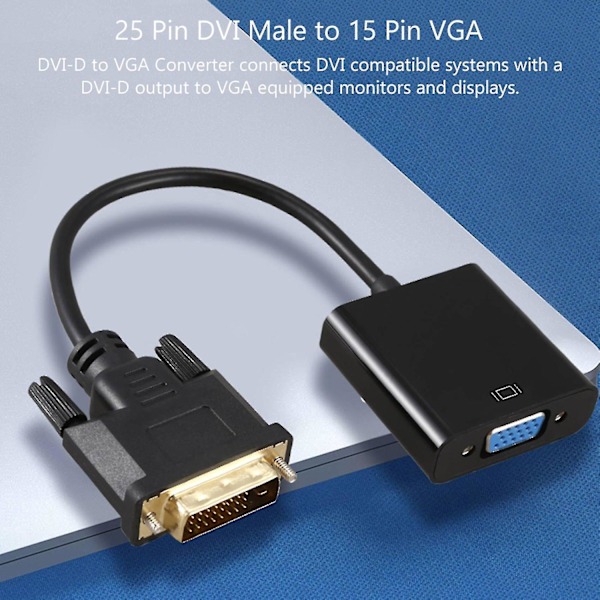 DVI til VGA-adapterkabel 1080p DVI-d til VGA-kabel 24+1 25-bens DVI til 15-bens VGA Fe Video C-YuJia