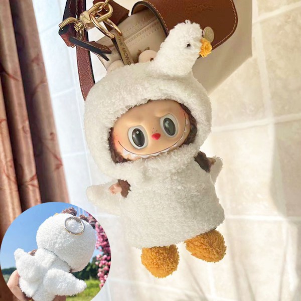 3 st (kläder endast) 17 cm hänge blindbox macaron Labubu Labubu Time to chill dockkläder