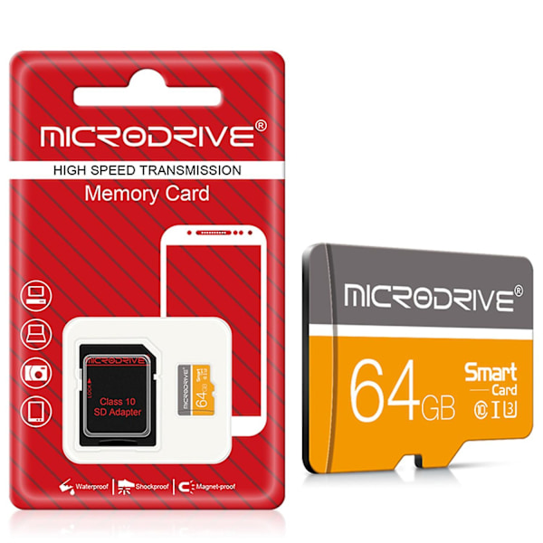 Microdrive 64Gb Klasse 10 Tf-kort Kamera Mobiltelefon Hukommelseskort