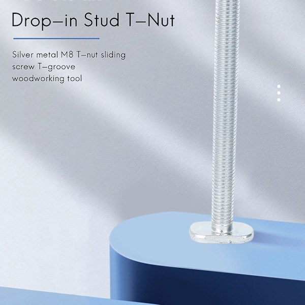 12st Skruvfäste Verktyg M8X100mm Drop-in Stud T-Mutter Glidande för 30 Serie Geringsspår Träbearbetning