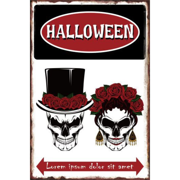 Halloween-aiheiset seinäkoristeet, vanhan raudan tunnelmaa henkivä koristemaalaus retro Halloween-rauta