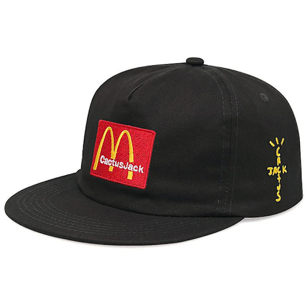 Travis Scott McDonald's fælles baseballkasket ren bomuld blød top flad skygge hat casual hat sort