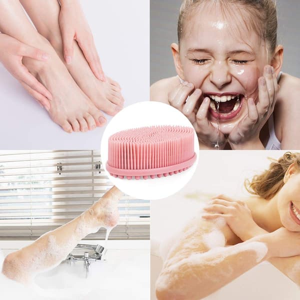 Silikon Kroppsskrubb Exfolierande Bad Kroppsborste för Dusch, Rosa