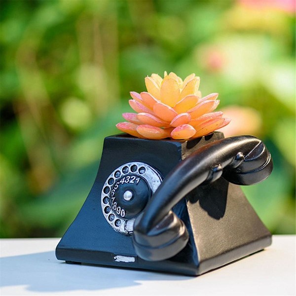 Liten Telefon Suckulent Planteringskruka med Dräneringshål Blomkruka Skrivbordsdekoration Prydnad Personlig Gåva