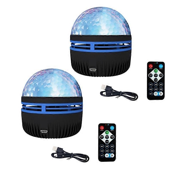 2 st LED Vattenmönster Stjärnklar Himmelljus Fjärrkontroll Aurora Projektionsljus USB Plug-in Magisk Boll Scen KTV Hotell Laserljus