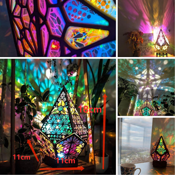 Ny diamantlampa ihålig bohemisk färgad lampa kreativ romantisk ljusmiddag LED färgad lampa