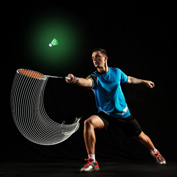 Selvlysende badmintonsæt 8 LED badminton H x Ø 8,5 x 6 cm Selvlysende badminton til udendørs brug, hvid, EU sæt