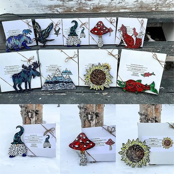 2 STK DIY Fjellkjede Mosaikksett Morsom Solsikke Sopp Farget Glass Håndverk Farget Glass Rev Mo