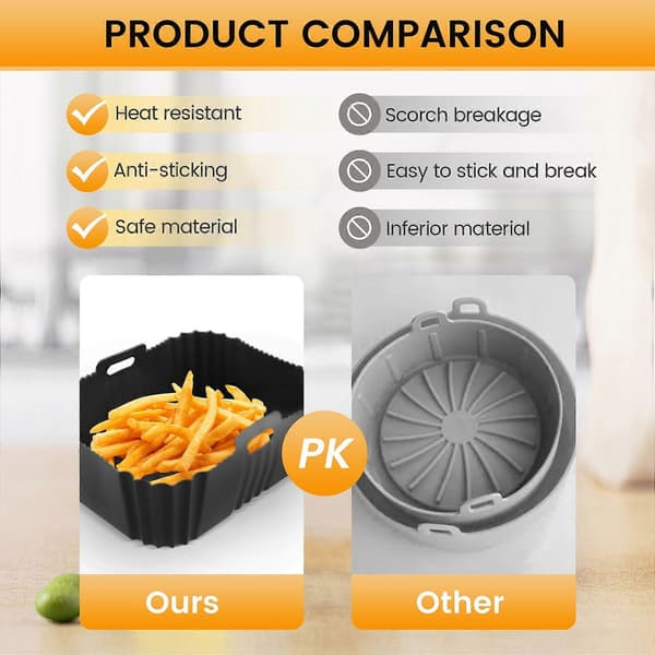 2 stk. Tilbehørssæt til Airfryer, Airfryer Silikonekurv, Bageplade til Ovn, Silikonegrydeforing, Damp