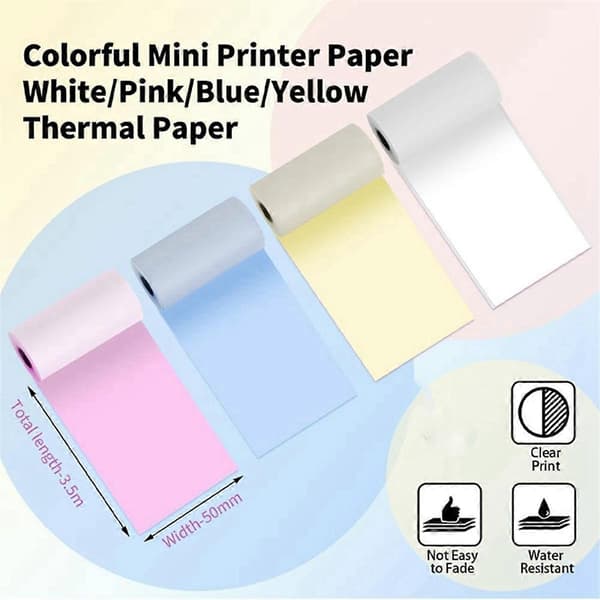 Mini Printerpapir til Blækfri Bærbar Bluetooth Printer Termisk Lommeprinter, 57mm x 30mm, 6 Ruller