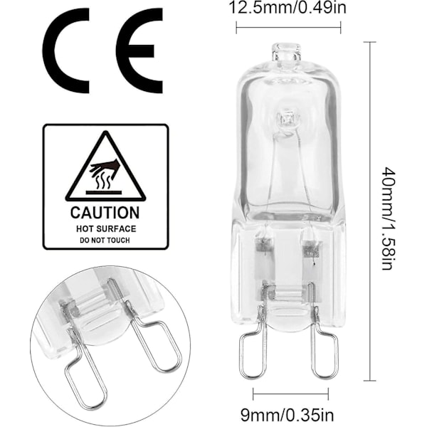 12 kpl G9-halogeenilamppua, G9-polttimot 230v 28w 480lm, 2800k lämmin valkoinen, himmennettävät kapselilamput, välkkymätön [