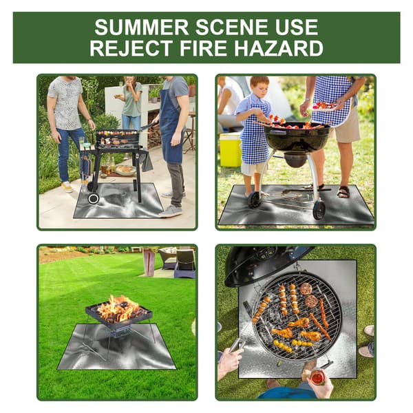 1-Pack Silver Eldfast Matta, Högtemperatur Skyddande Picknickmatta för Utomhusbruk, Camping BBQ-Matta och Eldspismatta