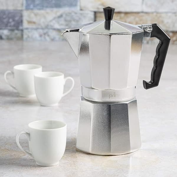 Espressomaskin, aluminium, grå, 6 koppar