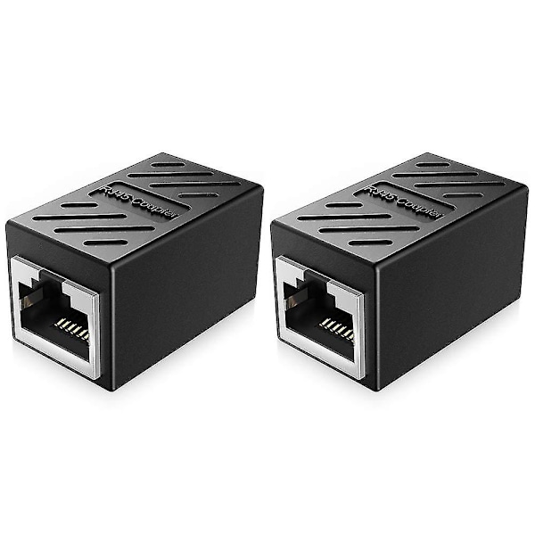 2 stk. Rj45 koblingsforlænger, Ethernet-kabelforlængeradapter hun til hun, sort-mxbc