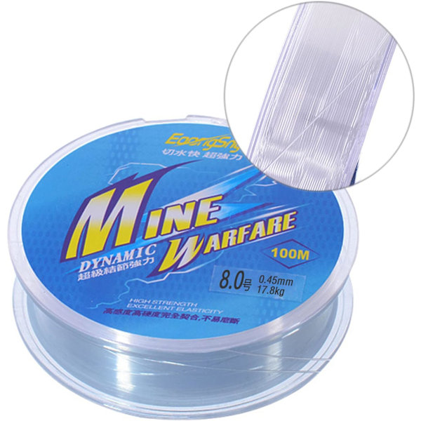 Rnitle 100 Meter Fiskesnor, Nylon Fiskesnor, Transparent Monofilament Fiskesnor ca. 0,45 mm i Diameter