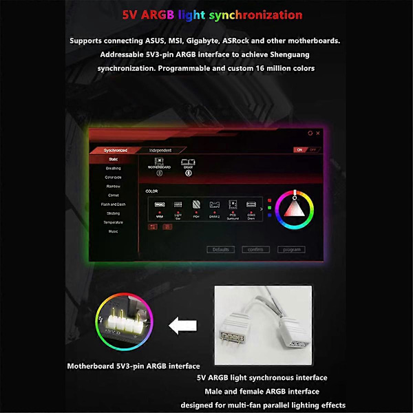 D50 ARGB Sync Jäähdytyslevy 4Pin Muistimoduulin Jäähdytys Tuplatuulettimet ARGB Valo Muistin Jäähdytys