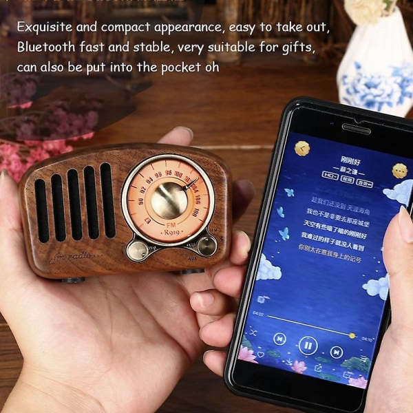 R919 Retro Radio Bluetooth kaiutin, FM-radio vanhanaikaisella klassisella tyylillä, Bluetooth, TF-korttipaikka, musta