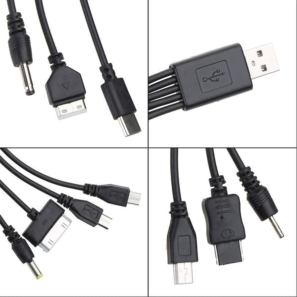 Universal USB til Multi Plugg Mobiltelefonladerkabel 10 i 1 USB-kabel 20CM