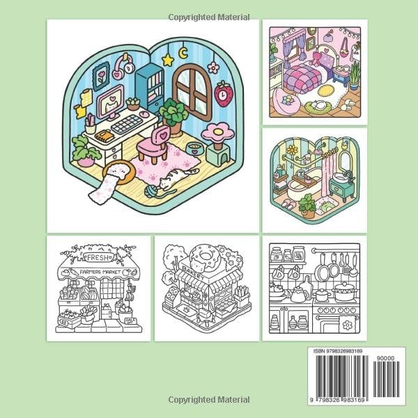 Little Nook: Aikuisten ja teinien värityskirja, super suloinen ja kodikas, Hygge rentouttava tilasuunnittelu