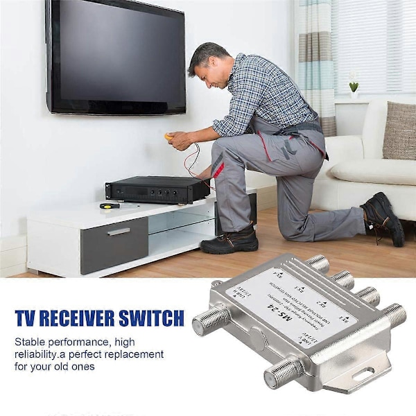 2 inn 4 ut DiSEqC 4X2 Switch Satellittsignal Multiswitch LNB Spenning 950-24000MHz for TV-mottaker