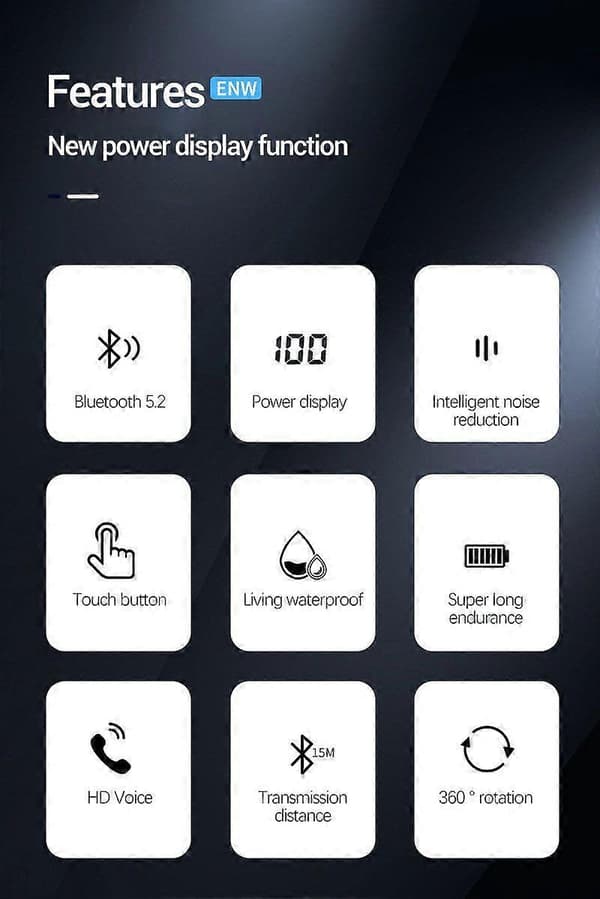 Bluetooth Headset Trådløse Håndfri Høretelefoner Ørepropper iPhone Android