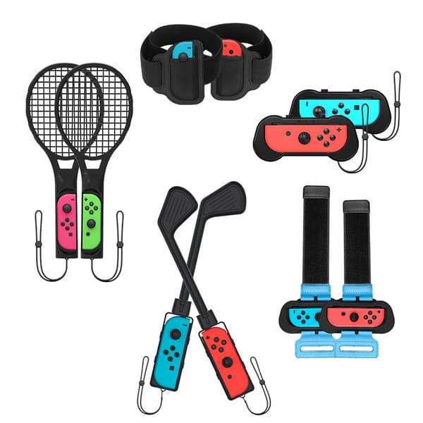 10-i-1 bevegelsessensor tilbehørsett Switch golfkølle håndleddsstropp benstropp tennisracketsett