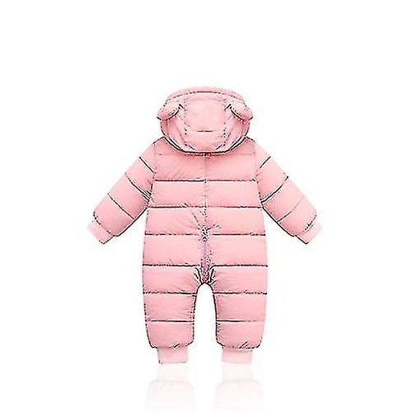 Baby vinterdress med hette, romper snødress gutt jente lang ermet dress varm antrekk gave (marineblå, 66cm)-mxbc