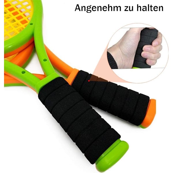 Tennisracket for barn med bæreveske, 4 myke treningsballer og 6 badmintonracketer, tennisracket gavesett for barn for utendørs og innendørs sport