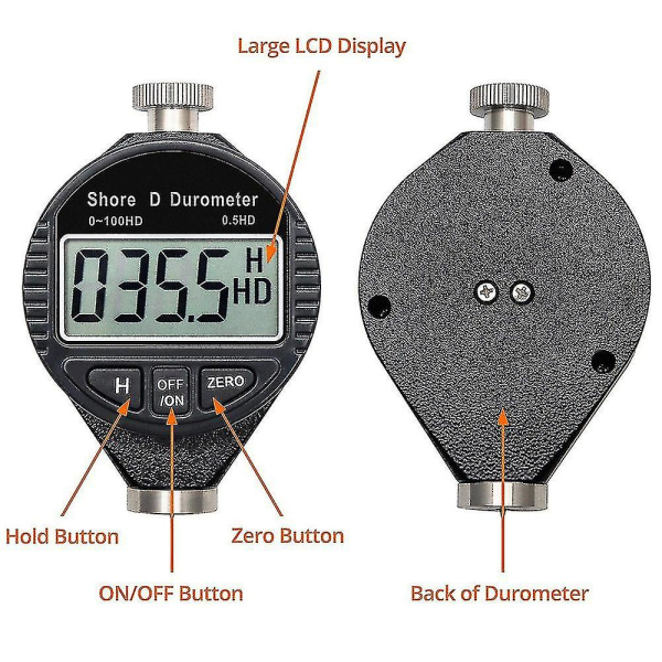 0-100hd Shore D Hårdhed Durometer Digital Durometer-skala med LCD-skærm til gummi, plast, F