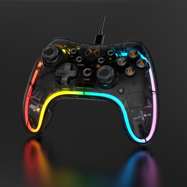 1-pak Switch spilcontroller neon RGB farverig lysende Switch kablet spilcontroller