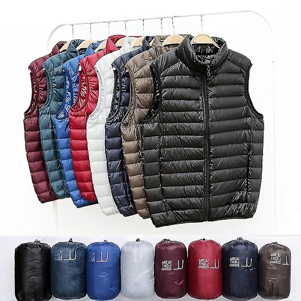 2023 Men's Sleeveless Puffer Jacket 2023 New Autumn Spring Lightweight Water-Resistant Packable Men Down Vest Coat Plus Size 5xl 6xl-YuJia