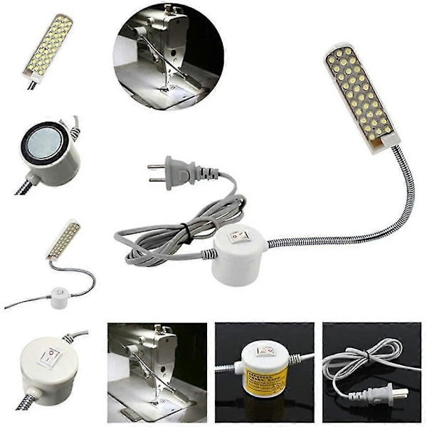 Symaskinelampe LED magnetisk monteringsbase svanehalsarm 30 LED'er