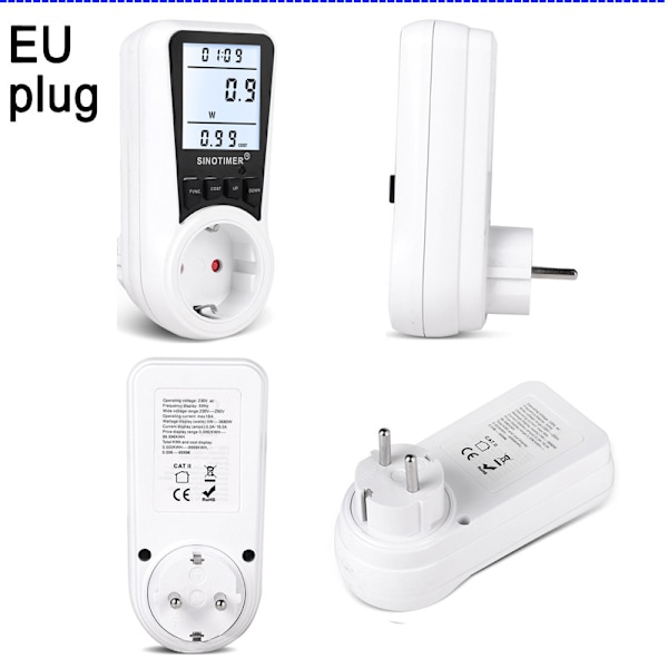 DDS109L Bakgrundsbelyst Smart Energimätare för Hushåll Effekt Spänning och Strömmätning Uttag Effektmätare