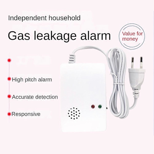 1 st Brännbar Gaslarm Sensor Gasläckagedetektor EU-kontakt Fristående Naturlig/Flytande Gasläckagedetektor För Hemsäkerhet