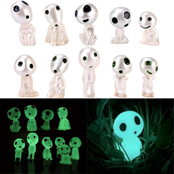 10 stk Lysende Havespøgelse Miniaturefigurer Havestatue Med Gløddekor