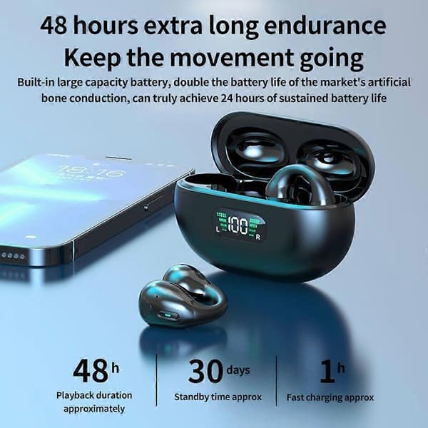 Q80Q7 Trådlöst Bluetooth-kompatibelt Headset Stereo Öronklämma Skadar Inte