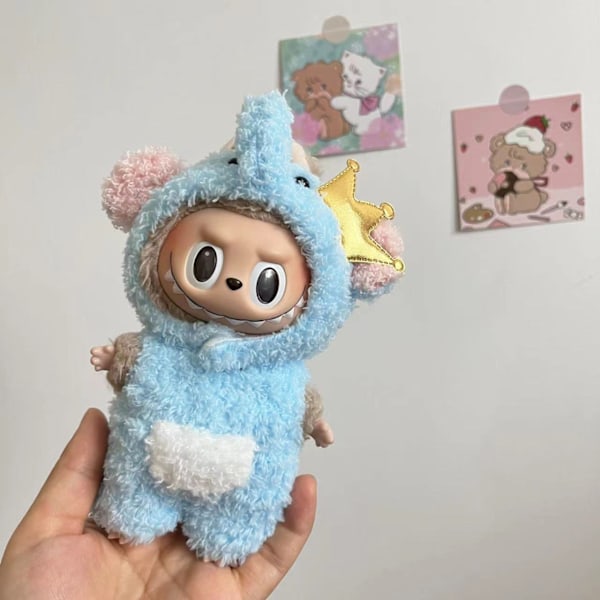 Gyllene krona elefantset, (endast kläder) 17cm hänge blindbox macaron Labubu Labubu Time to chill dockkläder
