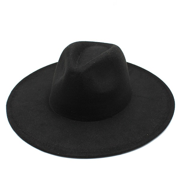 Varm Vinter Klassisk Bredskygget Fedora Sort og Hvid Uldhat Mænd Kvinder Komprimerbar Vinterhat