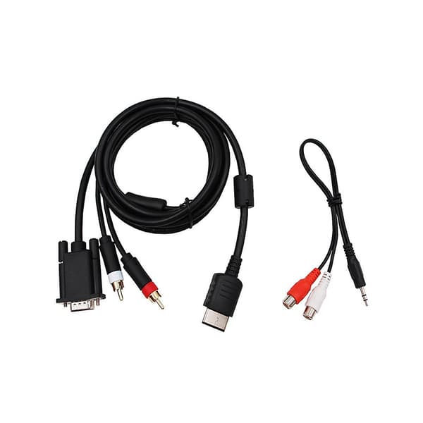 VGA-kaapeli Dreamcastille teräväpiirtona + 3,5 mm - 2-uros RCA -sovitin