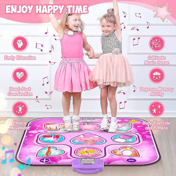 Dansematte leker for jenter 3-12 år, bursdagsgaver, musikalsk dansematte for barn, danseplate med LED-lys
