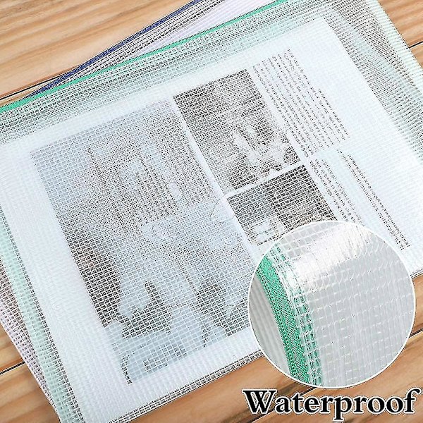 A4 Plastik Lommer Mappe, Lynlåsposer Mesh Dokument Lomme