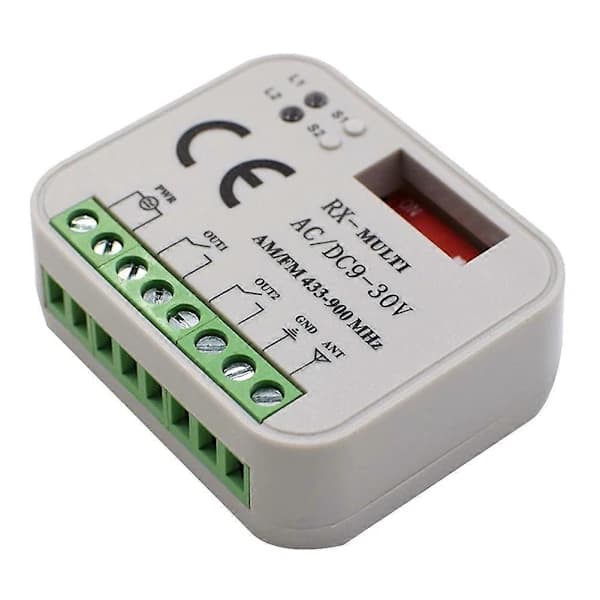 Garagedør Fjernkontroll Mottaker 2-Kanals Kontroller Bryter for 433 868 MHz Sender RX Multi
