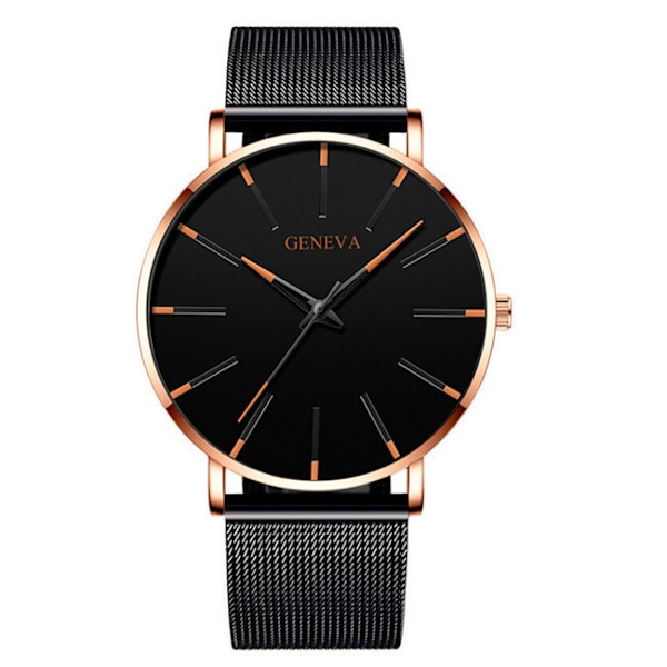 Svart belte rose skall gul nål, GENEVA herre quartz klokke mesh belte enkel fritidsklokke business klokke