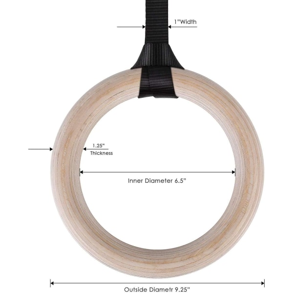 Fs018 Säädettävät Puiset Voimistelurenkaat Harjoitus Fitness Jousitus Harjoitus Koivusormukset 32mm + 2* Nylon