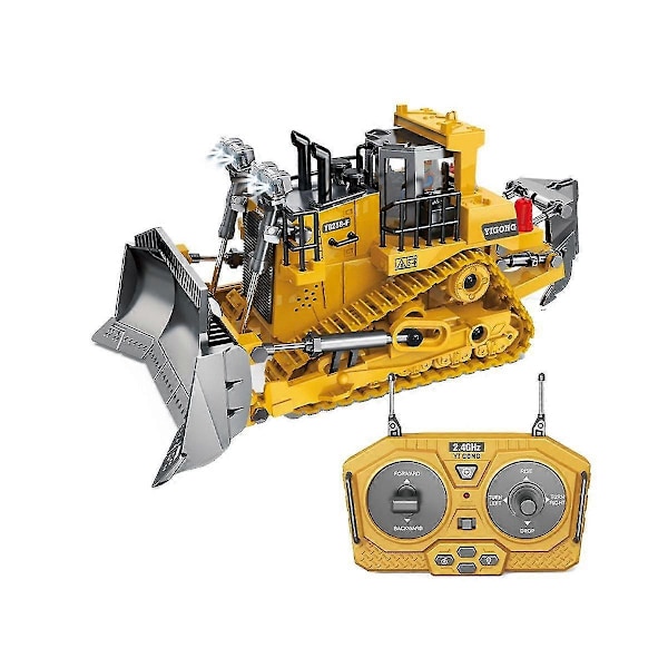 1:24 2.4ghz 9 Kanaler Fjärrstyrd Traktor Leksak Bulldozer Rc Aluminium Legering Engineering Traktor T