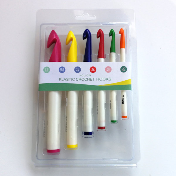 6-pack färgglada virknålar set DIY stickning garn verktyg tjock handtag virknål