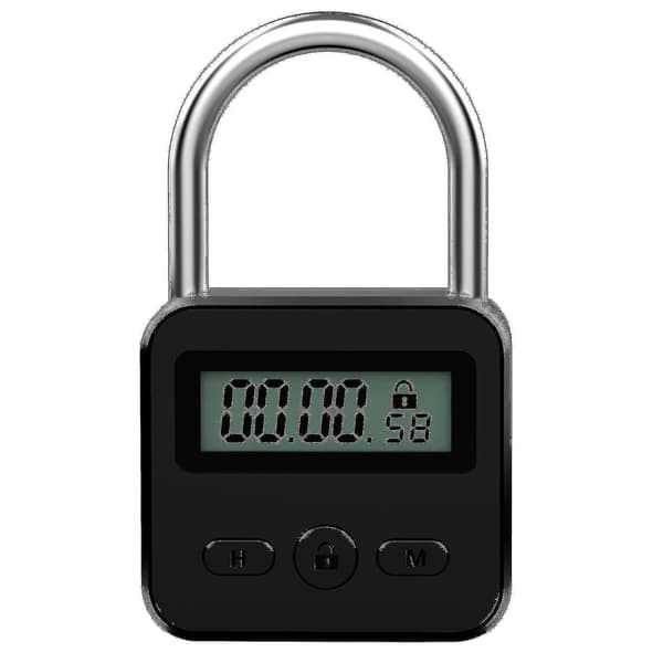 Metal Timer Lås LCD Tid 99 Timer Max Timing USB Timer Hængeslås, Sort-CE
