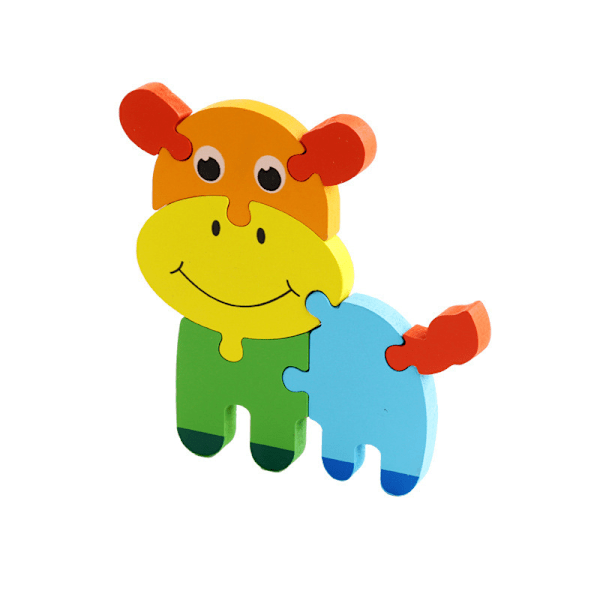 3-Pack Children's Wooden Cartoon Animal Three-Dimensional Jigsaw Baby Early Education Thickened Jigsaw Blocks